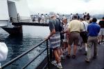 Arizona Memorial, Pearl Harbor, Honolulu, Oahu, Battleship, crowds, path, walkway, footbridge, RVLV05P04_12