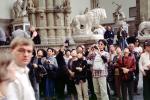 Japanese Tourist Crowds, Statues, Florence, Italy, RVLV05P07_03