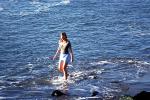 Wading, Woman, Pacific Ocean