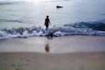 Woman, Wading, Waves, Ocean, Beach, Sand
