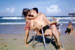 Father, Daughter, Beach, chair, Ocean, summer, 1950s, RVLV06P03_16
