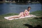 woman, swimsuit, lake, beachtowel, 1958, 1950s, RVLV07P02_10