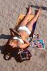Woman, Reading, Beach, Sunny, Summertime, Bikini, Sand, Sandy, 1967, 1960s, RVLV07P03_18B