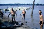 Men, Lake, docks, boats, swimwear, trunks, Illinois, 1968, 1960s