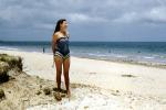 Woman, aio, beach, sand, ocean, beachwear, 1940s, RVLV07P14_07B