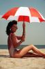 Woman, Umbrella, Parasol, Beach, Ocean, 1970s, RVLV08P02_05
