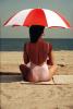 Woman, Umbrella, Parasol, Beach, Ocean, 1970s, RVLV08P02_07