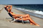 Woman, Lounging, Barefoot, Sun Tanning, Suntan, Beach, Ocean, 1970s