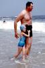 Father, Daughter, Sunny, Ocean, swimsuit, bathingcap, 1950s, RVLV08P13_17B