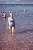 Sunny, Water, Woman, Female, Wading, 1960s