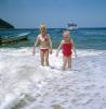 Pacific Ocean, water, waves, sand, beachwear, beach, girl, 1960s, RVLV09P04_08