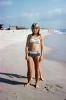 Girl, bikini, bathing suit, suntan, beach, smiles, 1967, 1960s