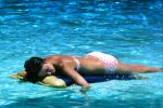 Woman, Floating, Air Mattres, Bikini, Suntan, Sunburn, Pool, Ripples, Water, Liquid, Wet, 1968, 1960s, Wavelets