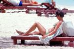 Sun Worshiper, Woman, Lounge Chair, Beach, 1968, 1960s, RVLV09P07_18