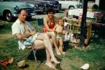 Dad, Mom, Daughter, Retro, Vacation, Girl, Woman, Man, Lake Shawnee, Car, Automobile, Vehicle, 1950s