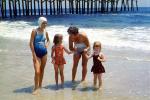 Girls, Woman, Beach, Waves, Bathingcap, Sand, Ocean, Women, Sunny, 1959, 1950s, RVLV09P12_15