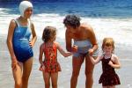 Girls, Woman, Beach, Waves, Bathingcap, Sand, Ocean, Women, Sunny, 1959, 1950s