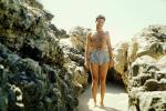 Man, Male, Trunks, Beach, Rocks, Barefoot, 1950s