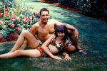 Smiles, Father, Daughter, Girl, Mod Flowery Swimsuit, 1968, 1960s, RVLV09P13_13