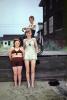 Girls, Boy, siblings, friends, bikini, sand, retro swimsuit, outfit, 1940s, RVLV10P01_05