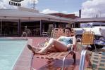 Woman in a Lounge Chair, Motel, Car, Automobile, Vehicle, Bagdad Inn, 2211 South Las Vegas Blvd, 1950s, RVLV10P01_13