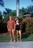 Brother and Sister, Boy, Girl, swimsuit, backyard, 1950s