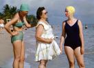 Mother, Daughter, girls, Swimsuit, bathing cap, water, beach, Biscayne Bay, 1963, 1960s, RVLV10P06_07