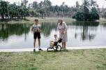 Boys with Mom, Pond, Lake, Palm Trees