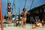 Girls on a Swing, Swingset, beach, 1950s, RVLV10P12_05B
