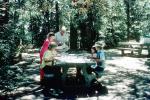 Family at a picnic table, man, woman