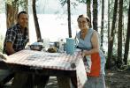 Woman, Man, Lakeside, Table, Smiles, Necklace, Pitcher, Setting, Tablecloth, 1950s, RVPV01P08_13