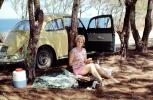 Volkswagen, Woman, Roadside, Summertime, car, automobile, vehicle, 1960s, RVPV01P09_11