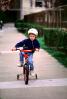 Helmets, training wheels, Boy on a Bike, sidewalk, SBYV03P02_12