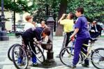 Water Fountain, aquatics, Bicyclist, riding, boys, drinking water, potable water, SBYV03P12_11