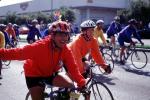 Street, Bicyclist, riders, helmets, jackets, shorts, whistle