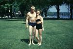 Muscle Beach, Woman, Swimsuit, Man, couple, 1950s