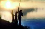 Fishermen, Boys, Lake, Sunset, Burkina Faso, Africa, SFIV01P02_10