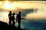 Fishermen, Boys, Lake, Water, Sunset, Clouds, SFIV01P02_12