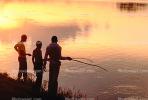 Fishermen, Boys, Lake, Water, Sunset, Clouds, SFIV01P02_13.2657