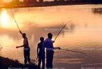 Fishermen, Boys, Lake, Water, Sunset, Clouds, SFIV01P02_14.2657