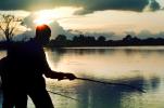 Fishermen, Boys, Lake, Water, Sunset, Clouds, SFIV01P02_16