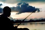 Fishermen, Boys, Lake, Water, Sunset, Clouds, SFIV01P02_18