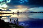 Fishermen, Boys, Lake, Water, Sunset, Clouds, SFIV01P03_04