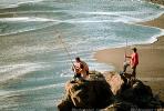 Pacific Ocean, Waves, Sand, Beach, Rocks, Fishing Pole, Ocean-Beach, SFIV01P09_14.2657
