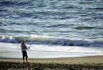 fishermen, man, rod & reel, Waves, Rod and Reel, fish pole, sand, Baker Beach, Pacific Ocean, Ocean-Beach