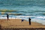Jumping child, fishermen, man, rod & reel, Waves, Rod and Reel, fish pole, sand, Baker Beach, Pacific Ocean, Ocean-Beach, SFIV01P15_17.2658