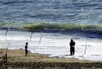 fishermen, man, rod & reel, Waves, Rod and Reel, fish pole, sand, Baker Beach, Pacific Ocean, Ocean-Beach, SFIV01P15_18