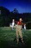 fish catch, man, male, waterproof fishing pants, Rouge River, Oregon, 1952, 1950s
