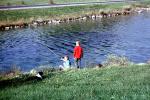 fishermen, boys, pond, lake, 1962, 1960s
