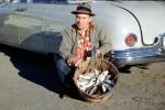 Basket full of fish, fishermen, man, fish catch, 1950s